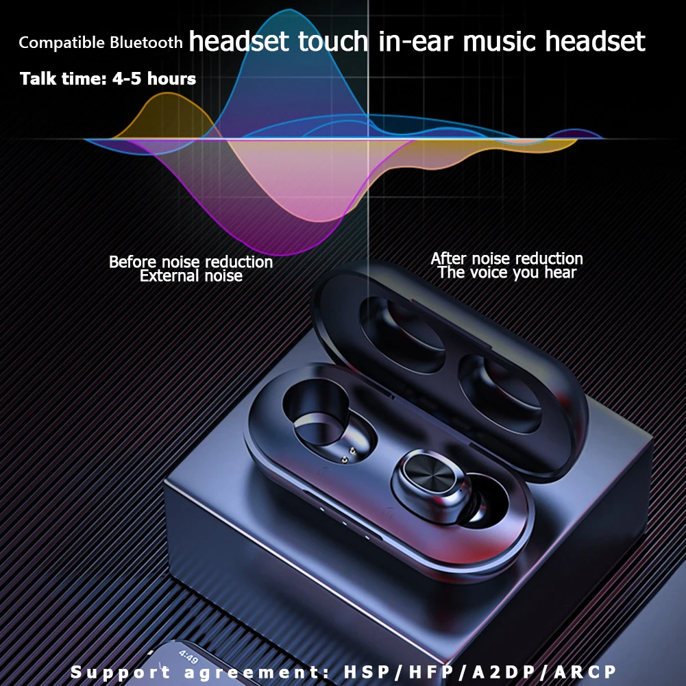 TWS-стереонаушники F9 с поддержкой Bluetooth шумоподавлением и микрофоном |