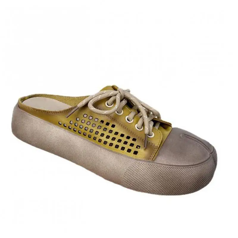 

YourSeason Summer Shoes Ladies Slippers Genuine Leather Fashion Hollow-out Slides Outside Leisure Concise Platform Beach Slipper