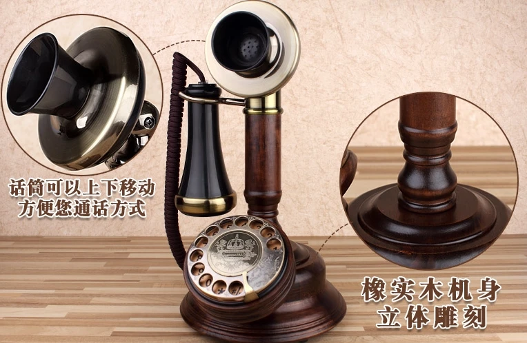 Archaic solid wood rotating disk landline phone GSM 900 1800MHz SIM Card Fixed Phone cordless Wireless Telephone |