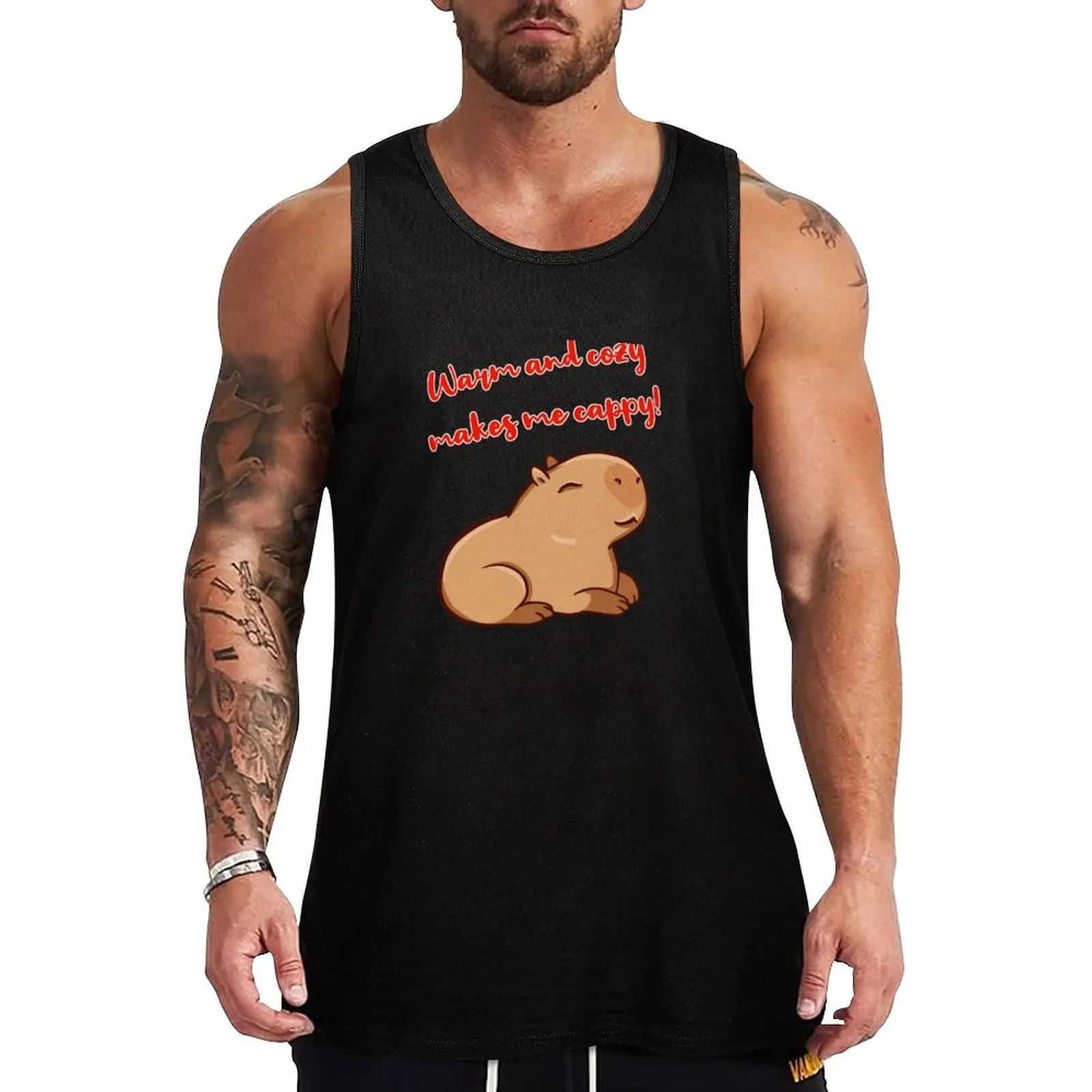 Фото Теплая уютная майка Cappy Capybara для мужчин, летняя одежда, мужской жилет 2025 года, мужские майки №1