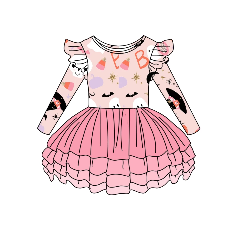 

Wholesale Girls Halloween Dresses Toddler Girls Cartoon Cat Killer Boo Ghost Dresses
