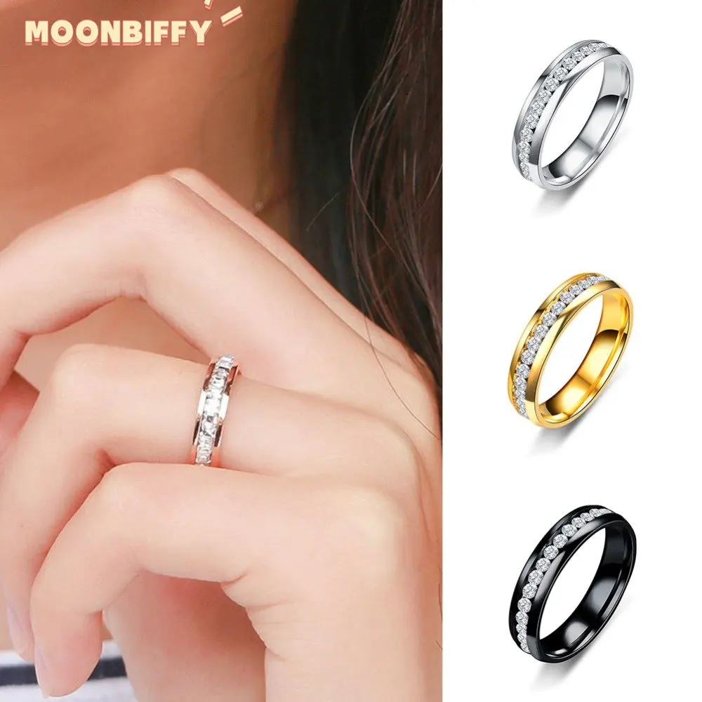 

Мужское и женское кольцо из нержавеющей стали с фианитом