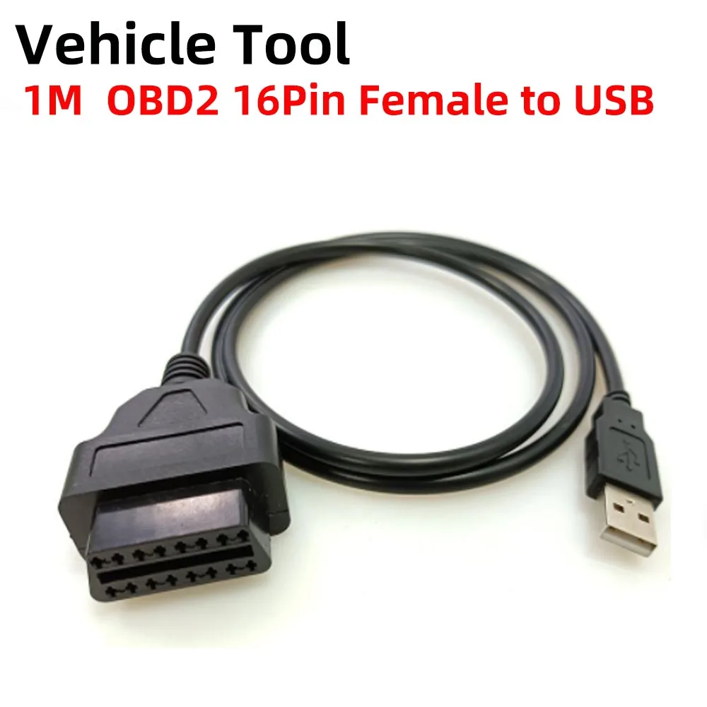 1 м 16-контактный разъем OBD2 для USB-порта 12 в зарядное устройство адаптер Кабельный разъем диагностический инструмент