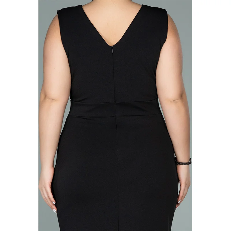 Plus Size Black Off-Shoulder V-Neck Sequin Contrast Color Dress 4XL5XL Slim Fit Elastic Elegant Fishtail Sequin Plus Size Dress