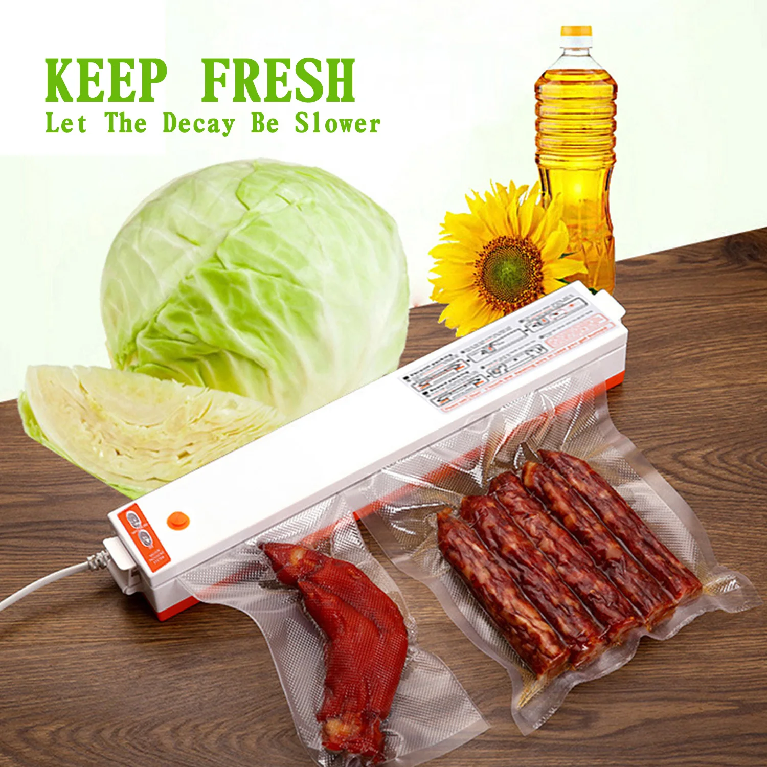 

Vacuum Sealer Packaging Machine 220V/110V Household Food Vacuum Sealer Film Sealer Vacuum Packer Including 10Pcs Bags