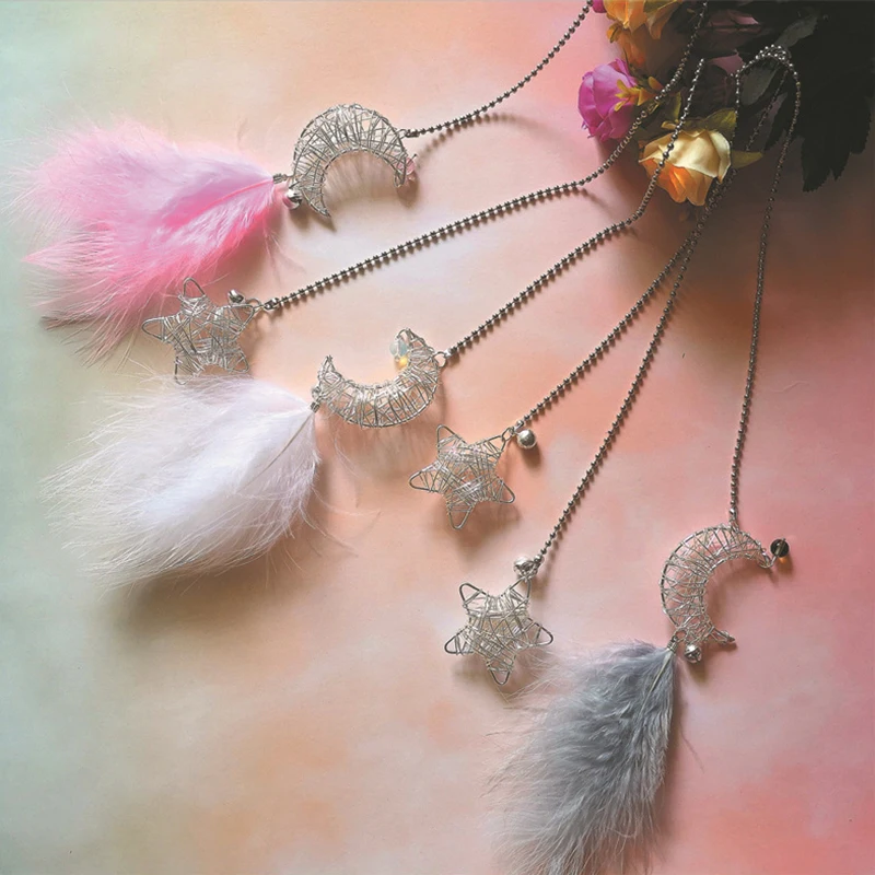 

Starry Sky Moon Dream Catcher Car Pendant Wind Chimes Feather Decoration