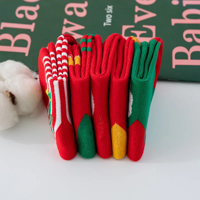 Christmas stocking Children's socks Autumn and winter thickened boys and girls' baby red festive cotton socks