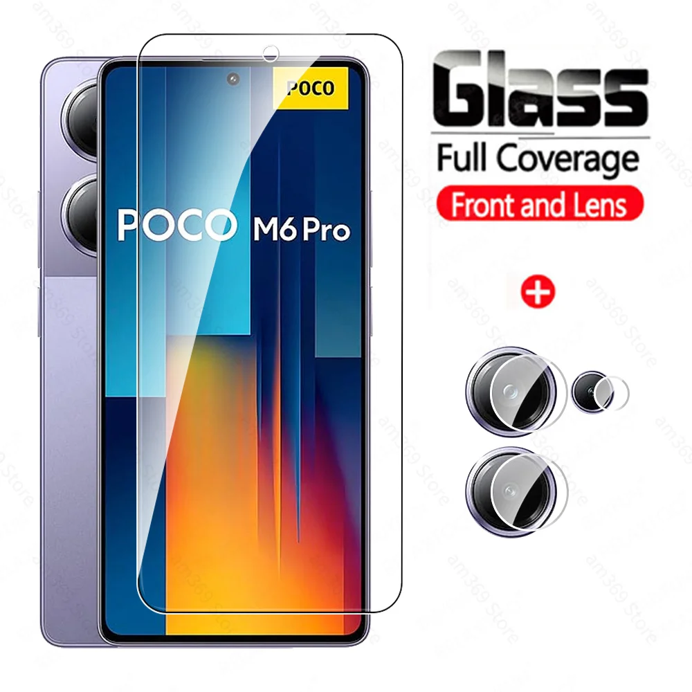 Стекло для Xiaomi Poco M6 Pro 4G Закаленное стекло пленка объектива камеры PocoM6Pro PocoM6 M 6 Poko