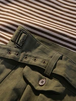 spring and summer new gurkha casual trousers gas eye olive green cotton slim straight nine point pants male gurkha
