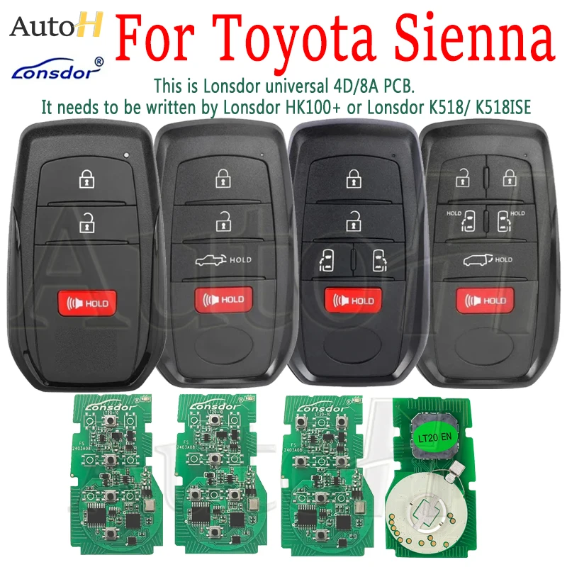 Умный ключ Lonsdor для Toyota Sienna Venza Tacoma Tundra 2021-2024 BZ4X 8A поддержка чипа K518 K518ISE KH100+