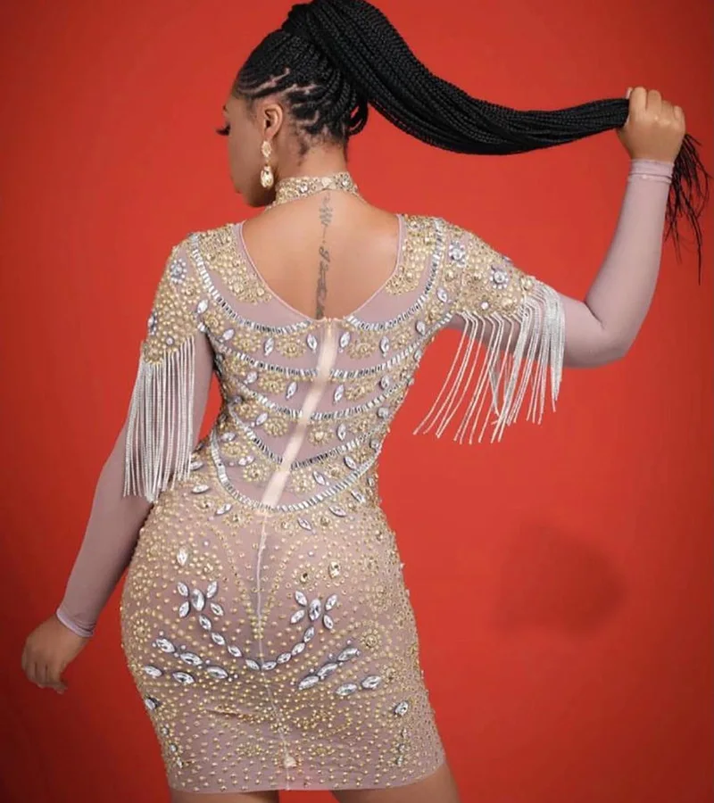 Luxurious Shining Big Crystals Mesh Sexy Bodysuit Sparkly Birthday Arty Nightclub Outfit Singer Stage Performance Dance Costume