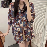 printed loose short sleeved summer style top shirts fashion blouses 2022 cheap vintage clothes for women female clothing