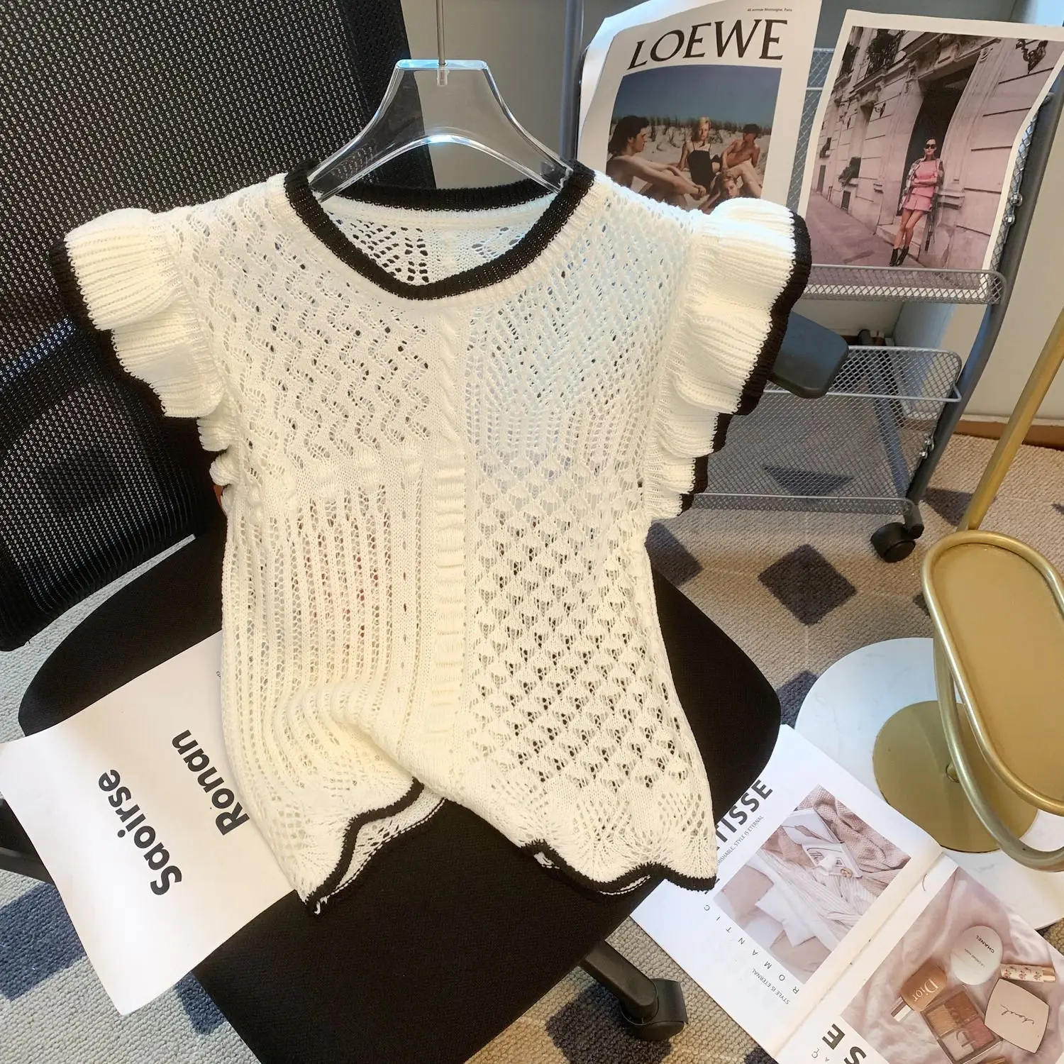 Шикарный жаккардовый облегающий трикотажный топ в стиле ретро женская летняя