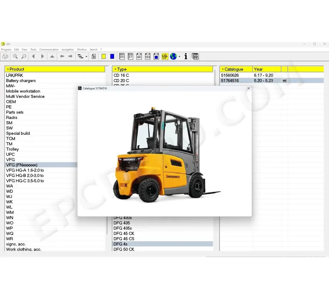 Фото EPC-SOFTWARE JETI ForkLift (ET) V4.37 [538] Обновлено [03.2025] Каталог запчастей для Jungheinrich + Патч на дату истечения действия лицензии №1