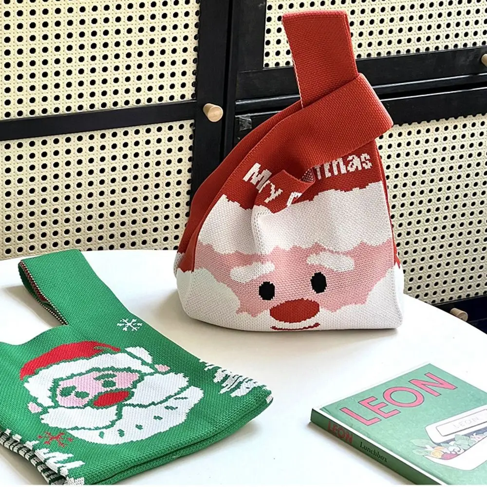 Простой рождественский подарок сумка на запястье с узлом для конфет шерстяная