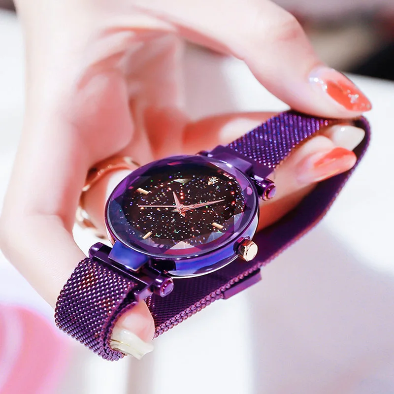 

New Fashion Watch for Women Elegant Magnet Quartz Women Watch Buckle Starry Sky Roman Numeral Lady Wristwatch Gift Dropshipping