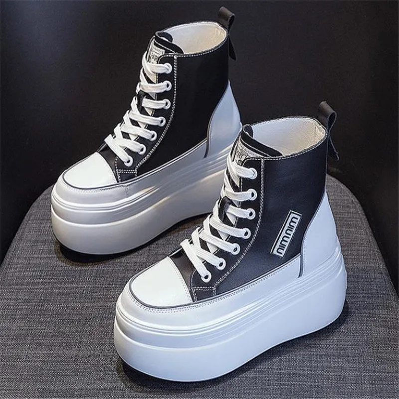 

Женские кроссовки на танкетке 8 см, повседневные Прогулочные кроссовки из натуральной кожи на массивной подошве, лето-осень 2022