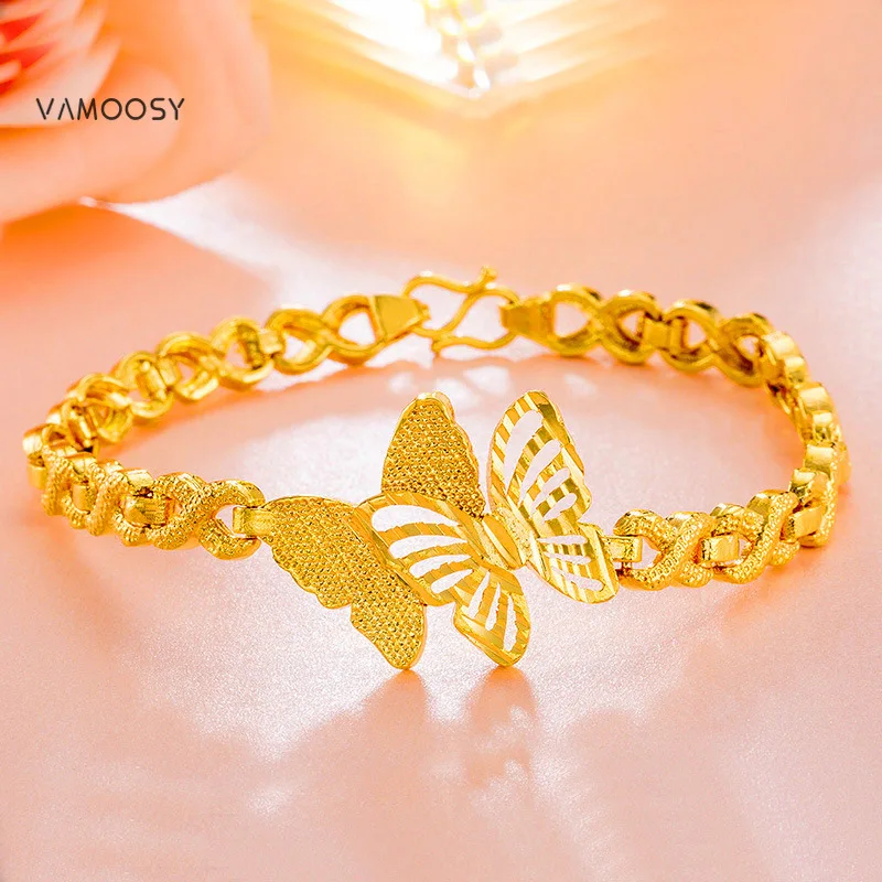 

VAMOOSY Vintage Shiny Metal Butterfly Bracelets for Women Wedding Bride Bangle Jewelry Korean Trendy Best Friend Birthday Gifts