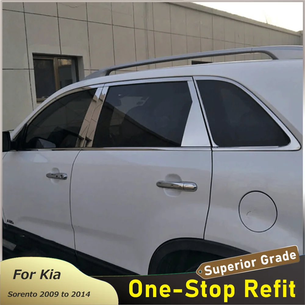

Exterior Car Mouldings For Kia Sorento 2009 2010 2011 2012 2013 2014 Stainless Steel Window Pillar Trim Cover Sticker