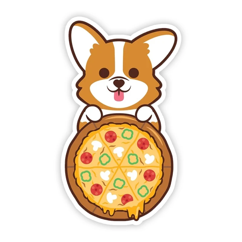 

A0135 #13 см/17 см самоклеящаяся наклейка Corgi пицца Автомобильная наклейка водонепроницаемые автомобильные декорации на бампер заднее окно ноутбук
