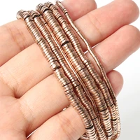 retention color rose gold plated natural hematite beads disc flat round beads for necklace earring bracelet jewelry making 2 4mm
