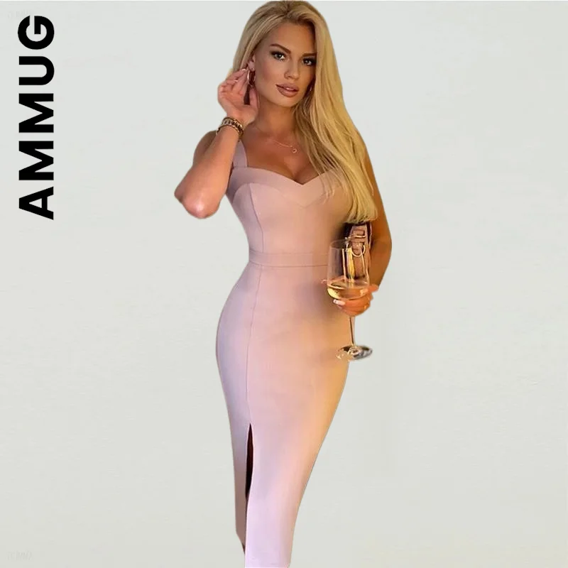 

Ammug Fashion Women Dress Sexy Sleeveless Midi Evening Runway Club Party Dresses Harajuku Chic Sexy Dress Female Vestidos