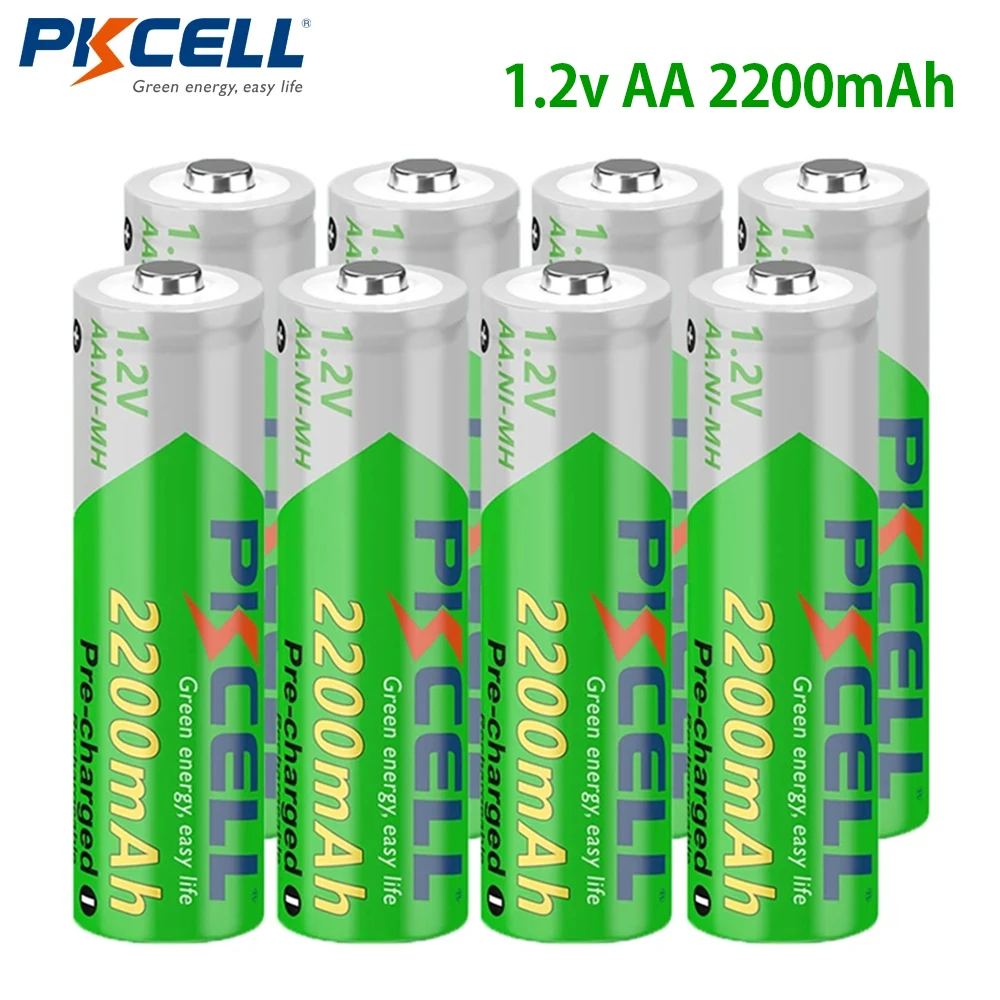 Аккумуляторные батарейки PKCELL, 4 шт./8 шт., 2200 мАч, АА, 1,2 в