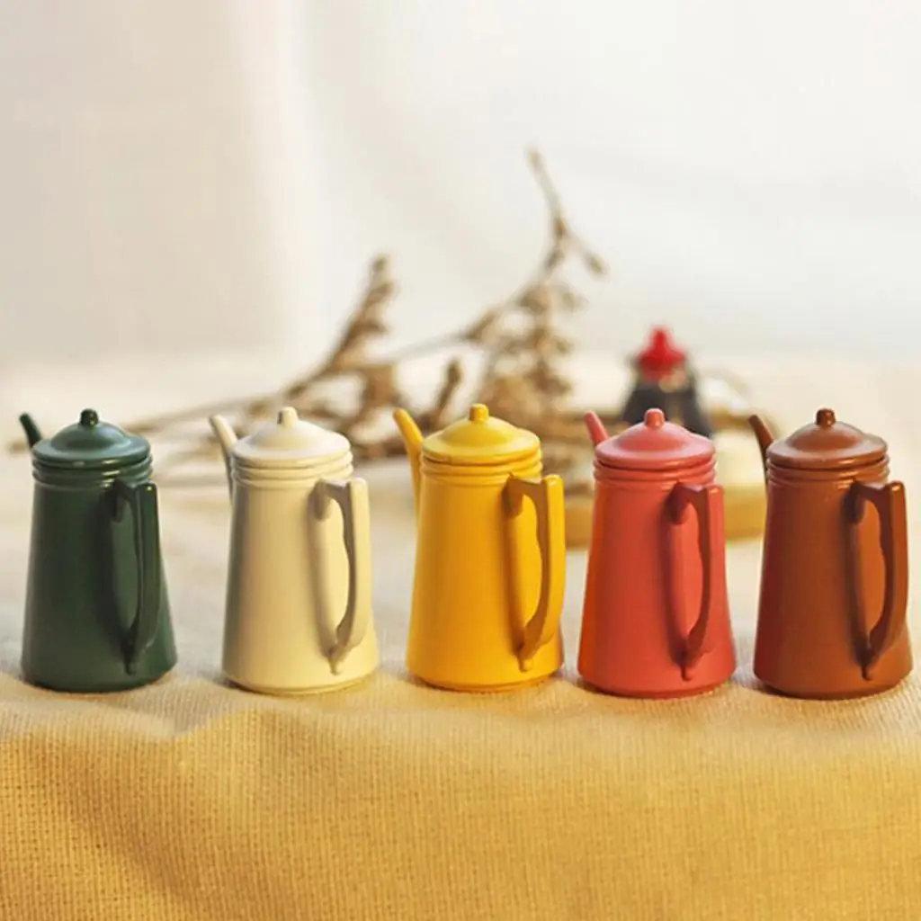 

Set of 5 1:6 1/12 Scale Doll House Kettle Tea Pot Doll Tiny Decoration