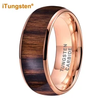 itungsten 4mm 6mm 8mm rose gold tungsten ring for men women engagement wedding band fashion jewelry koa wood inlay comfort fit