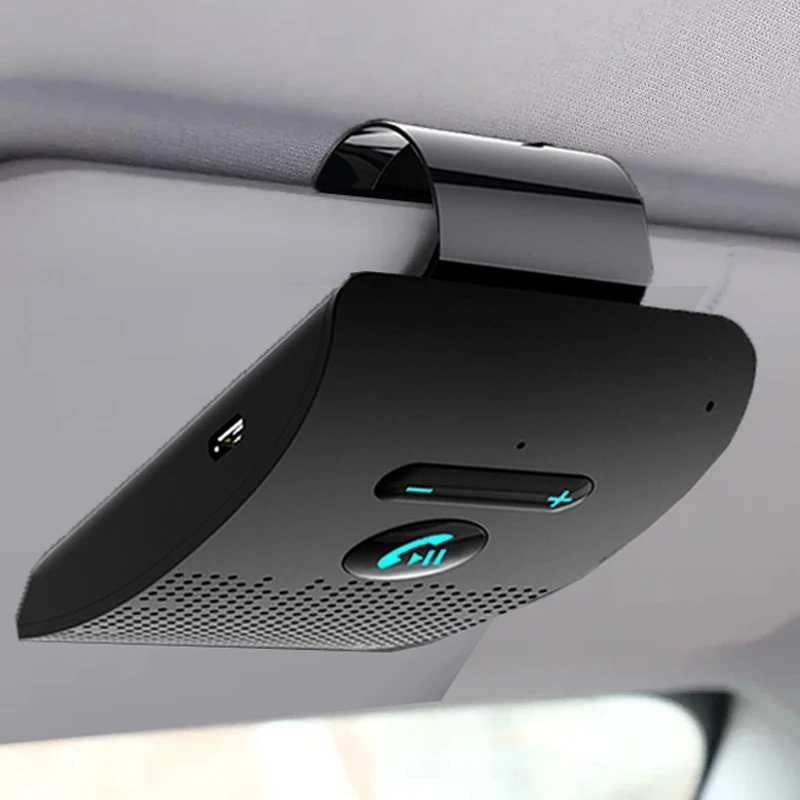 Фото Bluetooth-динамик, автомобильный комплект громкой связи, солнцезащитный козырек, зажим, беспроводной аудиоприемник, громкая связь, музыкальный плеер, двойной микрофон №2