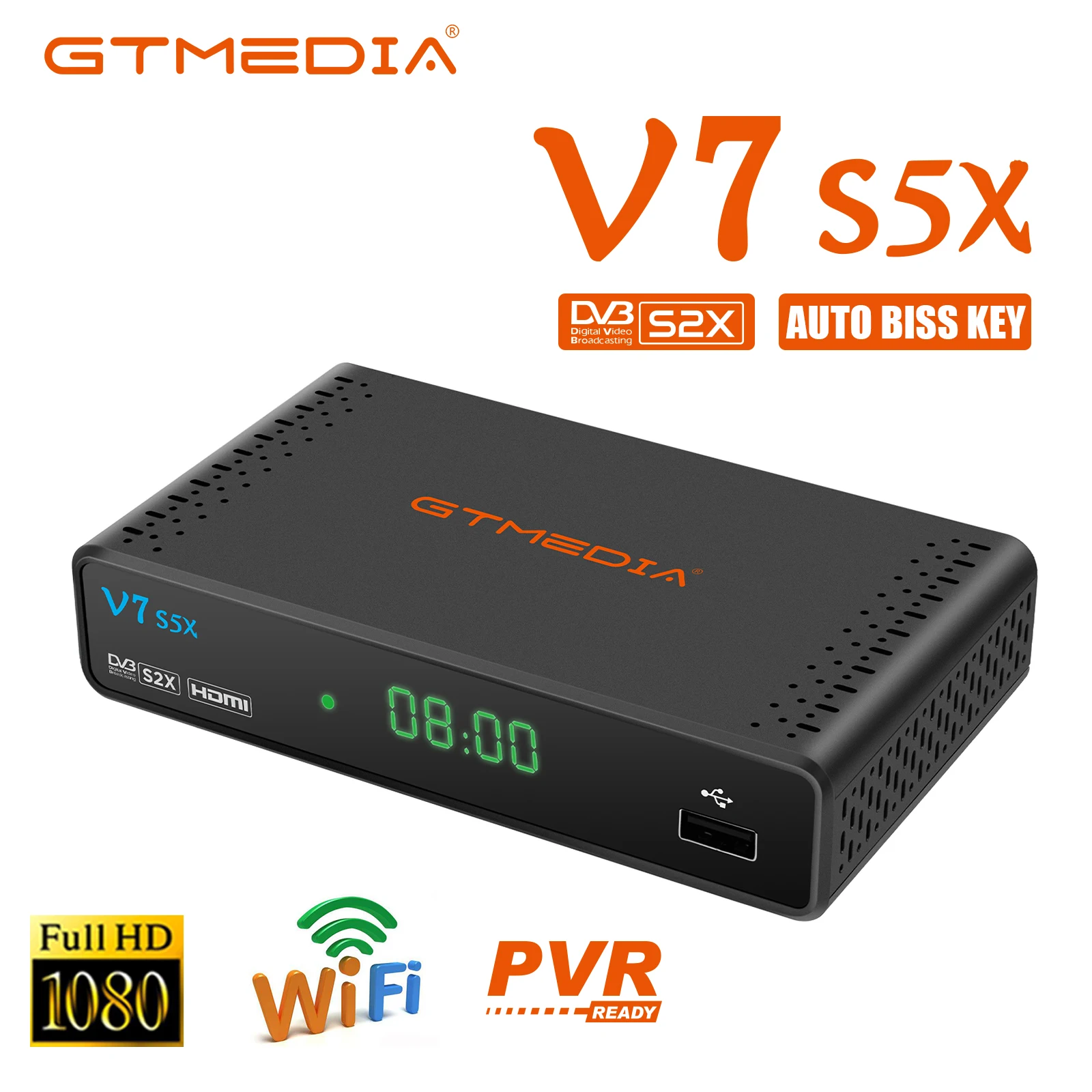 GTMEDIA V7 HD Поддержка DVB-S/S2/S5X AVS + BISS Auto Roll Full PowerVu Unicable USB Wifi Dongle Youtube официальный подлинный декодер