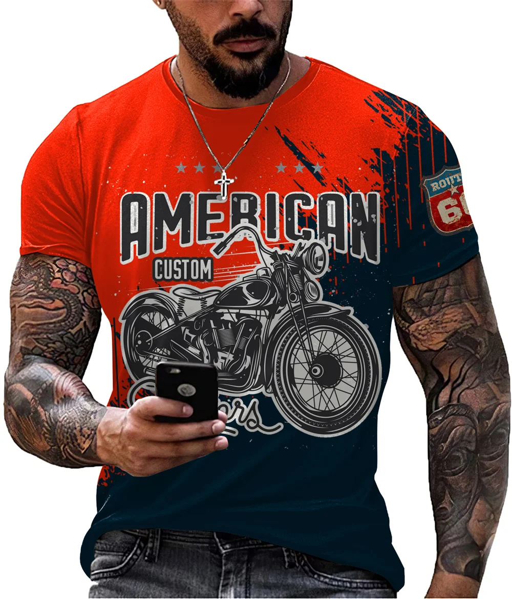 

2022 America Route 66 Letters Graphic T-Shirts Summer Cool Print Streetwear Top Oversized Tshirts For Men Casual Retro Clothing