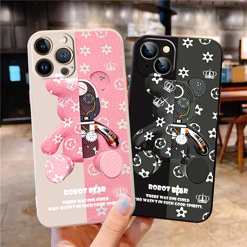 

Luxury bear Fashion For iPhone 13 12 11 Pro Max 12 13 Mini X XR XS Max 6 6s 7 8 Plus Phone case TPU Cover silicone funda Carcasa