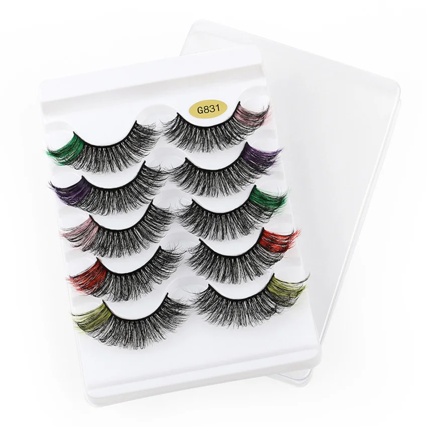 

5pairs Colored Eyelash 3D Mink 8-25mm Color Lashes Natural Fluffy False Lashes Bulk Colorful Fake Eyelashes for Dramatic Makeup