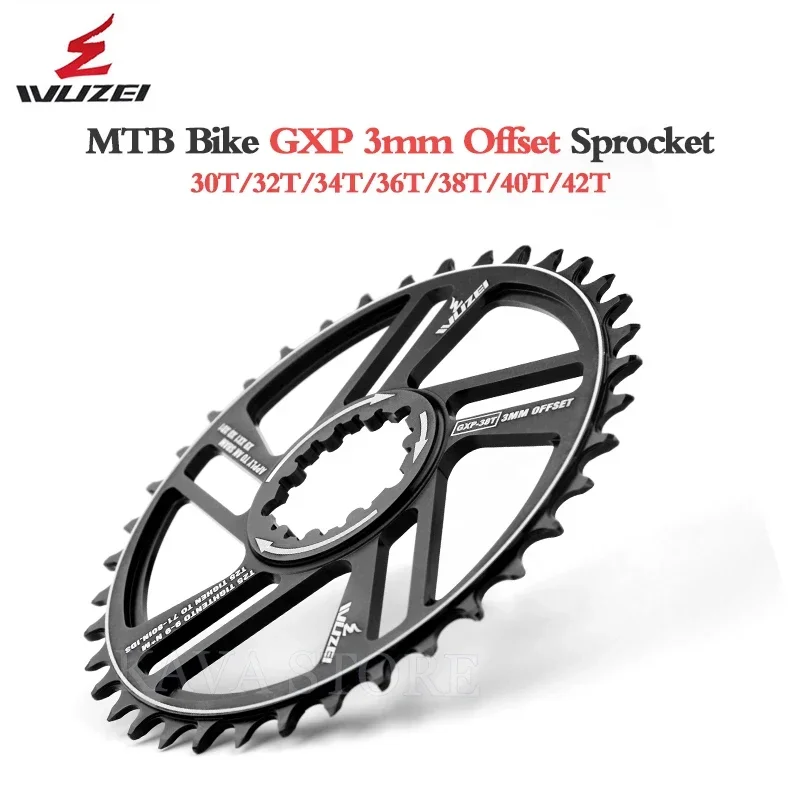 WUZEI GXP 1 мм/3 мм/6 мм смещенная звездочка 30T 32T 34T 36T 38T 40T 42T Шатун MTB велосипедная