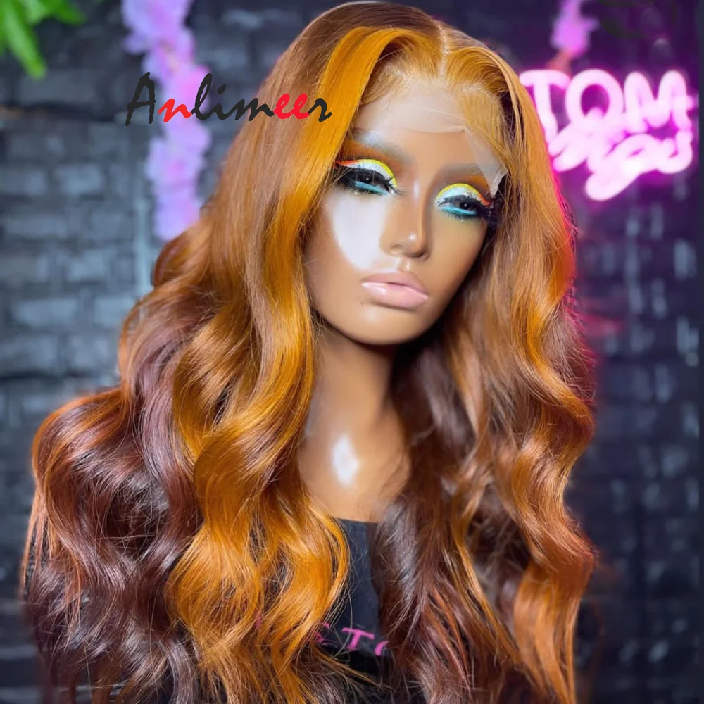 

Brown Ginger Colored Wigs Human Hair Pre Plucked Bleached Knots Lace Front Wig 13x6 Body Wave Human Hair Long Wig for Women