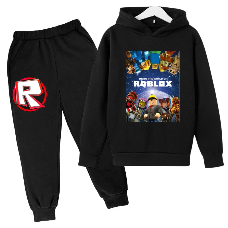 

Robloxing children's hoodie and cotton trousers set, fashionable and versatile outdoor sportswear for boys and girls, 2-piece