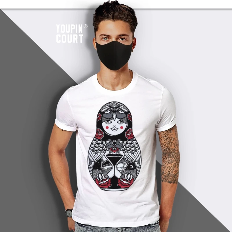 

Owl Matryoshka T-shirt Graphic Tee Gift For Her Organic Cotton men t shirt