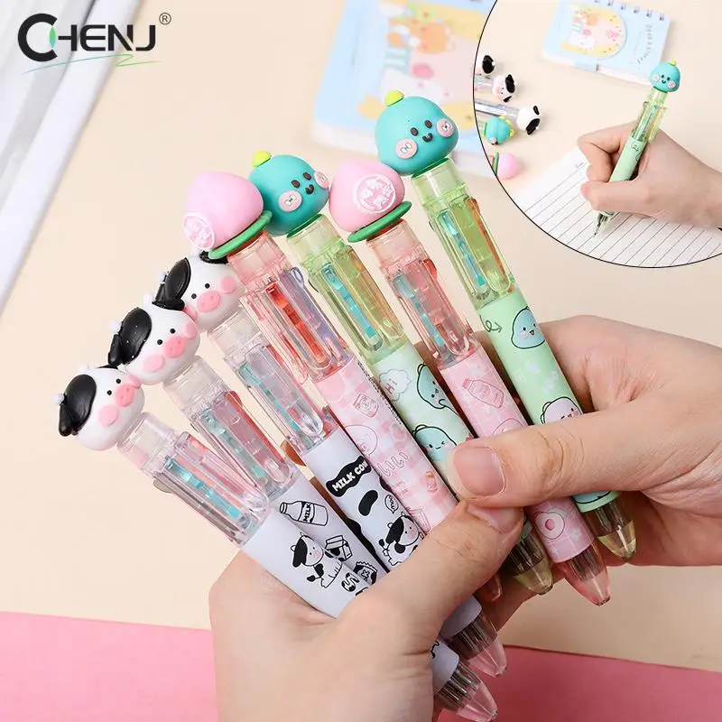 

4 Colors Cartoon Ballpoint Pen Multicolored Mechanical Ballpoint Pen Colorful Refill School Office Writing Supplies