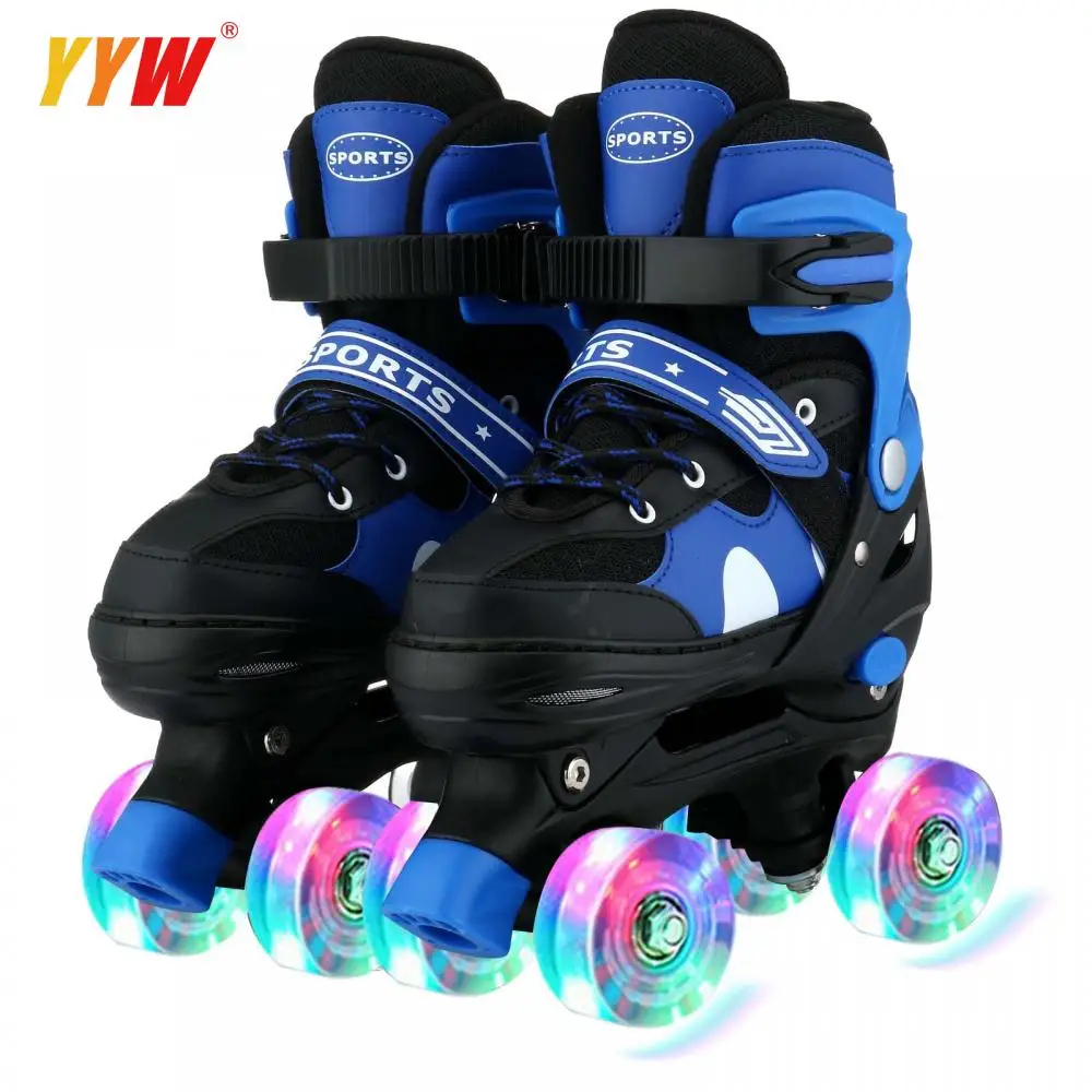 Adjustable Roller Skate For Kids Girls Boys Light Up Flash Wheels 4 Wheels 2 Row Line Outdoor Sneakers Rollers Skating Shoes