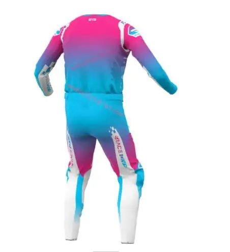 New 2022 05 Motocross Gear Set Off Road Pink Blue Dirt Bike Jersey Set Motorcycle Breathable Moto Suit fr3
