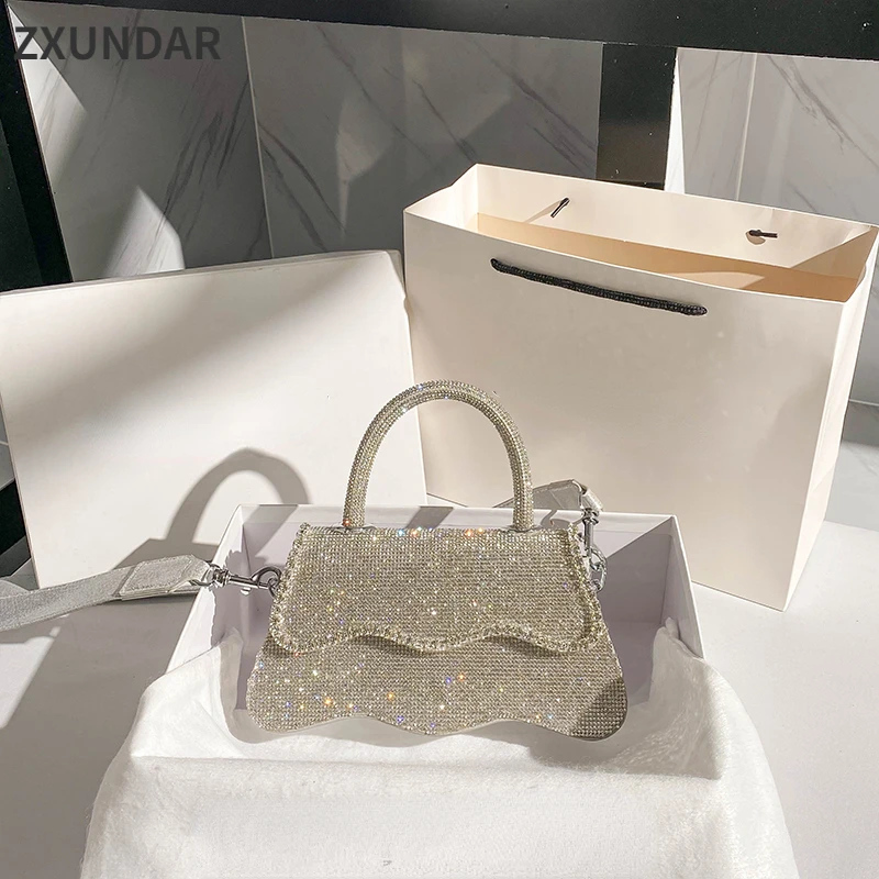 

Rhinestone Handbags For Women Clutch 2022 New Diamonds Shoulder Bag Purse Ladies Female Crossbody Bag Shining Chain Crystal Tote