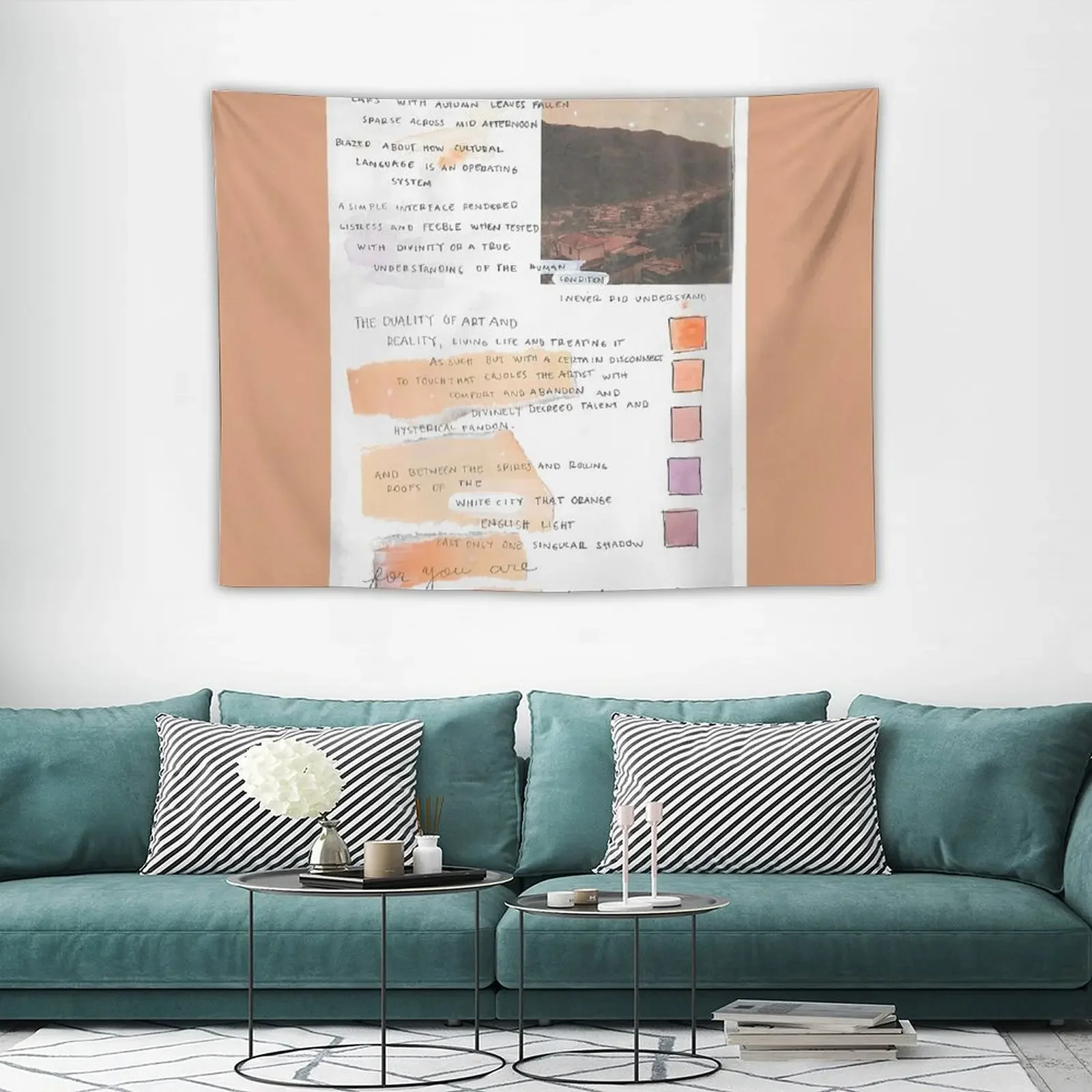 1975 оранжевый гобелен с поэмой любящего человека украшения для комнаты