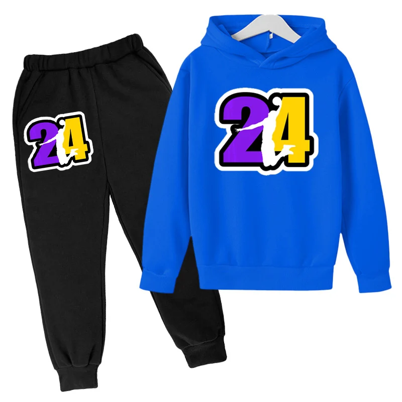 Basketball No. 24 Hoodie Sports Suit Spring and Autumn Children's Boys Coat + Pants 2-piece Set Girls Outdoor Training Clothes
