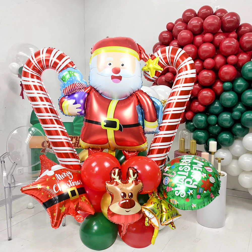 

Большие Рождественские фольгированные воздушные шары, стоячие рождественские строительные шары в виде Санта-Клауса, снеговика, новый год, строительные шары