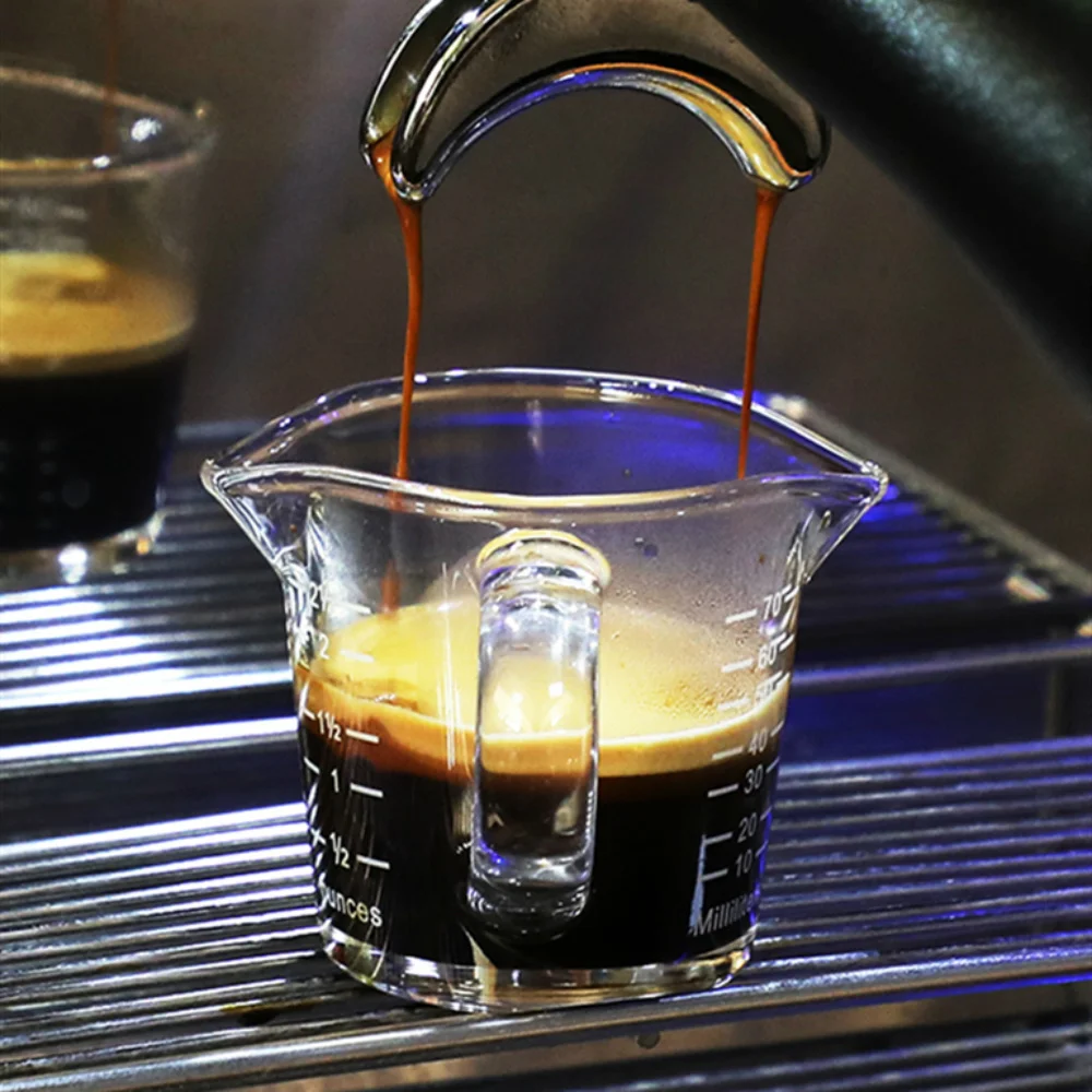 

ESPRESSO 70ml Heat Resistant Glass Measuring Cup Kitchen Jigger for Espresso Coffee Double Mouthed Ounce Cup