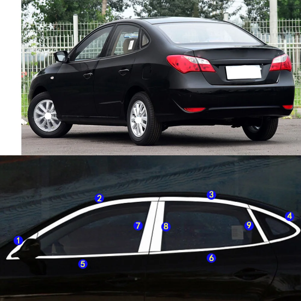 

Наклейка для стайлинга автомобиля, украшение, столбик, окно, средняя полоса, отделка, рамка, запчасти для Hyundai Elantra 2011 2012 2013 2015 2014