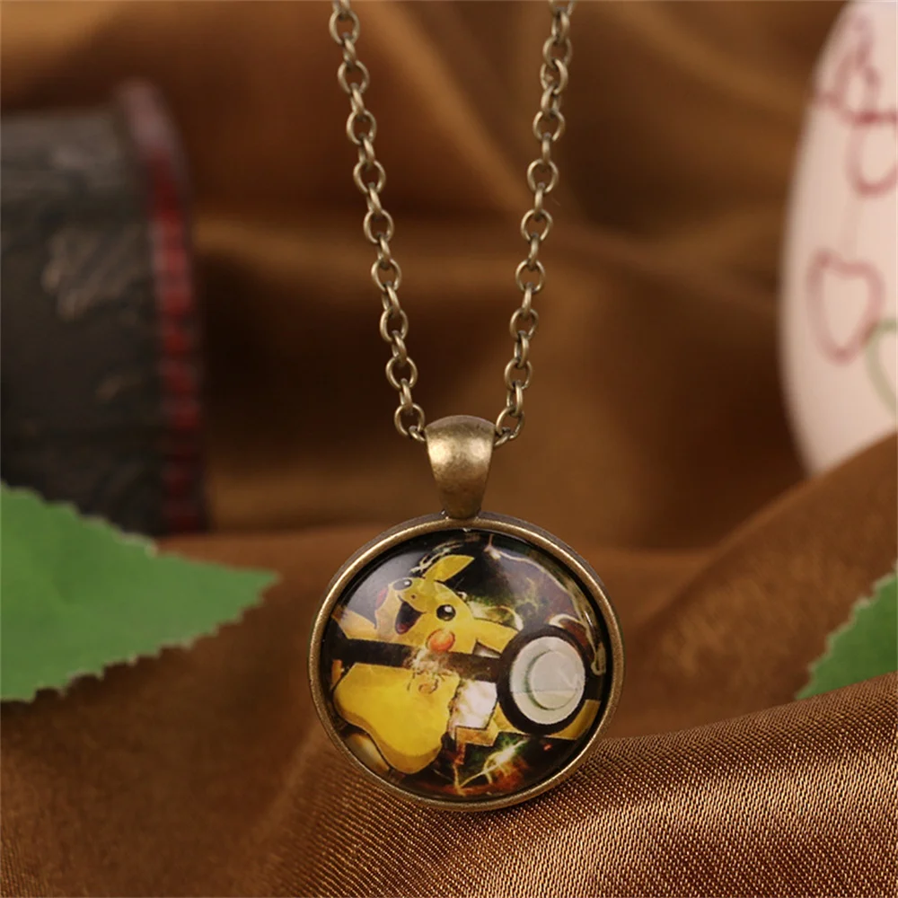 Ожерелье с аниме покемоном Пикачу мультяшное ожерелье кулоном из сплава цепочка