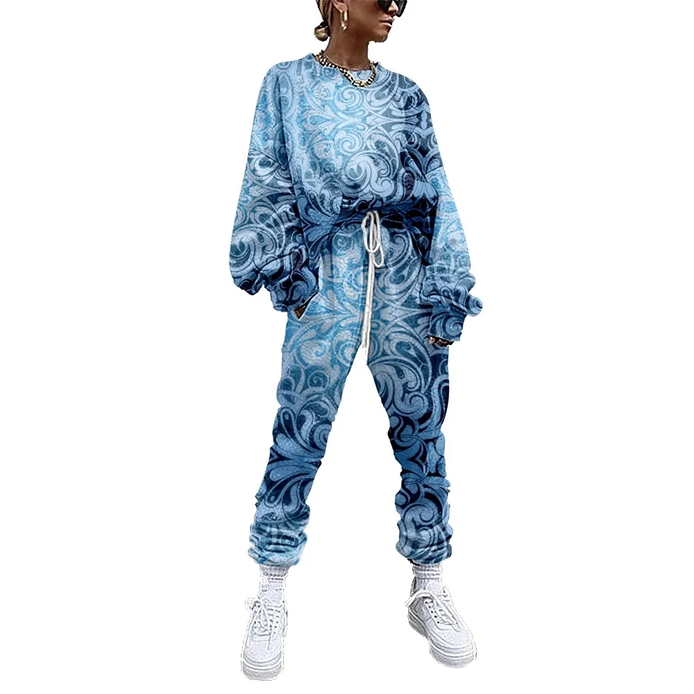 

Women's Sportswear Two-Piece Printed Sportswear Casual Sweater + Pants Women's Sportswear