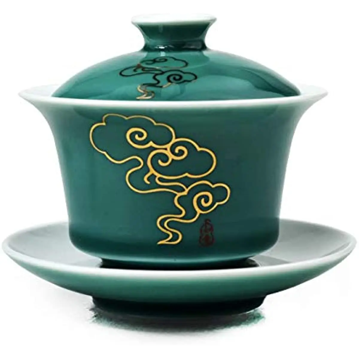 

Фарфоровая чайная чашка Gaiwan 5 унций/150 мл белая глазурованная классическая китайская чашка Tureen санкai крышка чаша чашка набор блюдец (зеленый)